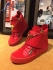 GIUSEPPE ZANOTTI LOGO STRAP LEATHER RED HIGH TOP SNEAKERS